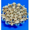 Unbranded Pearl with Rhinestone Flowers Round Gold Brooch Box included