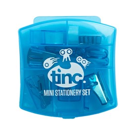 Tinc Mini Stationery Set – Blue | Tape Dispenser, Scissors, Stapler, Staple Remover, Hole Punch, Sharpener. Great for School