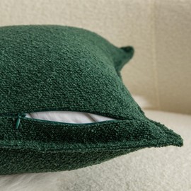 Mandioo Pack of 2 Cushion Covers 55cm x 55cm Decorative Accent Solid Woven Textured Throw Pillow Covers cases Bedroom Living Room Couch Sofa Home 22 x 22 Inch Green