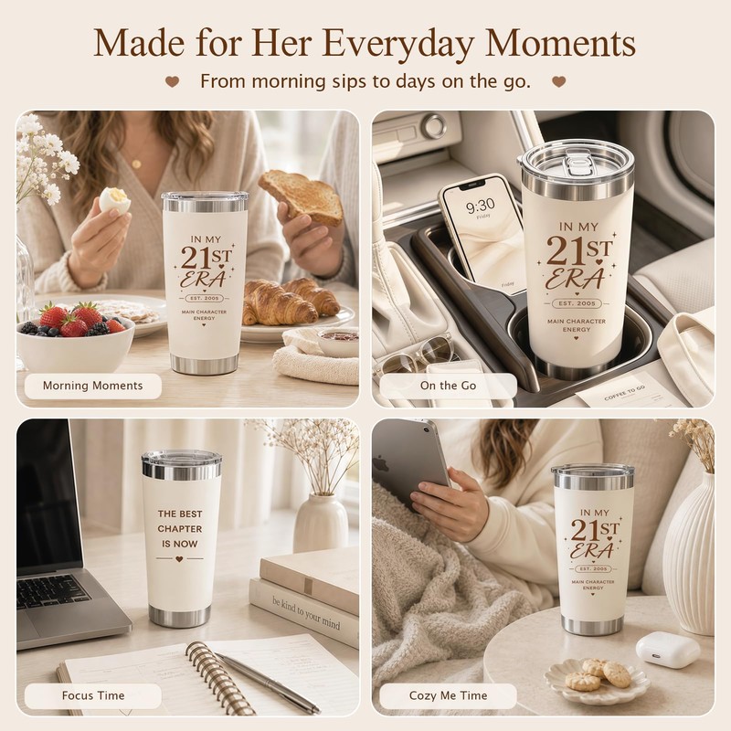 Dxqrswuo 21st Birthday Gift for Her, 21st Birthday Tumbler with