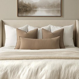 MIULEE Decorative Long Body Lumbar Throw Pillow Cover 14x36 Inch Khaki​Boho Farmhouse Neutral Couch Throw Pillow for Bed Pack of 1 Accent Outdoor Modern Sofa Cushion Livingroom Home Decor