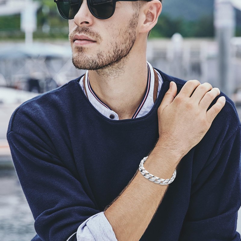 Cremation Urn Bracelet for Men - Silver Cuban Link Bracelet