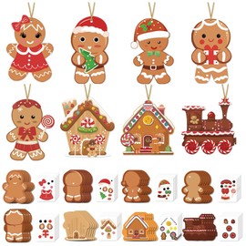 40Pcs Christmas Crafts Kits for Kids Christmas Arts and Crafts DIY Christmas Gingerbread Ornaments Kit Make Your Own Christmas Gingerbread Man Craft Projects for Kids