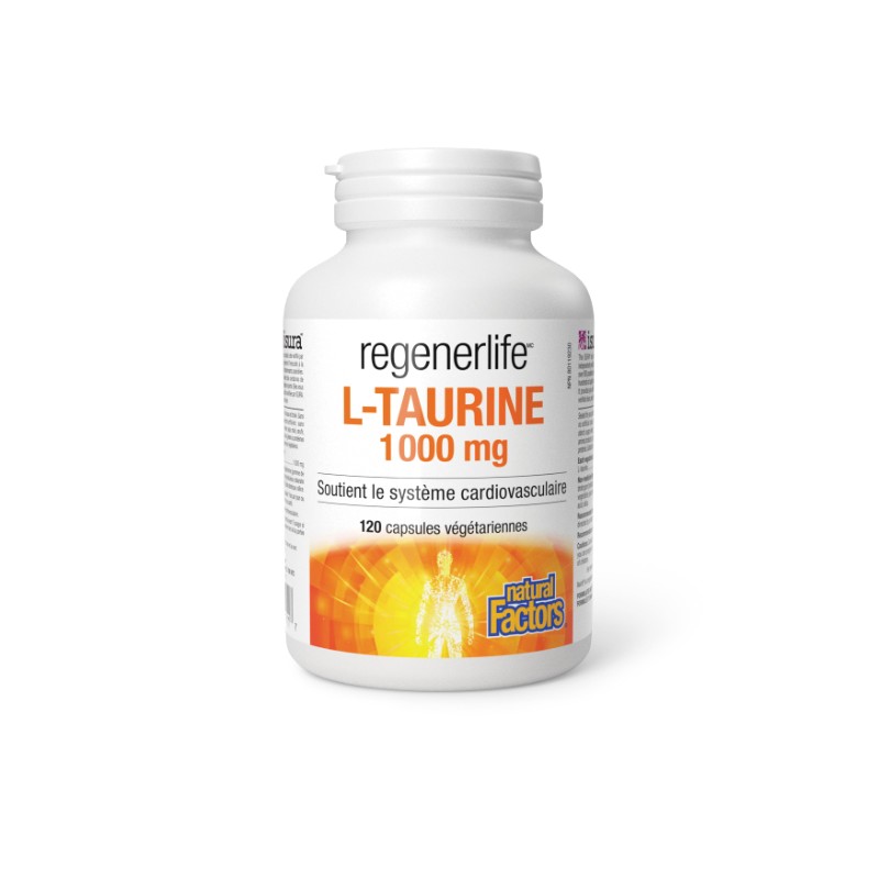 Natural Factors Regenerlife L-Taurine 1000 mg, 120 vegetarian capsules, Supports
