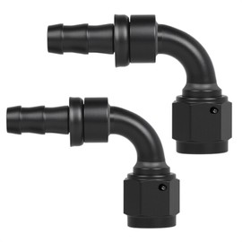 CNWZYMX AN10 Push Lock Hose End Fitting Elbow 90 Degree Barb Swivel Adapter for Nylon Aluminum Black 2PCS