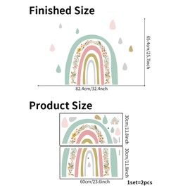 astylishome Flower Wall Stickers Large Rainbow Peel and Stick Wallpaper Colorful Flowers Decals for Kids Removable Baby Nursery Girls Bedroom Art Decoration 1110