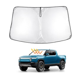 T TGBROS - Parasol para parabrisas de ajuste personalizado para accesorios Rivian R1T 2022-2023, protector solar plegable reflectante de poliéster, protección contra el calor y el sol