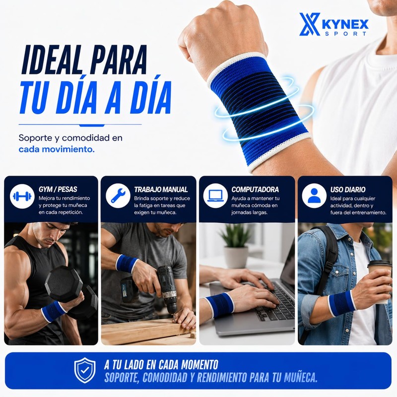2 Piezas Kynex Soporte de Muñeca Deportivo, Compresión Ligera, Elástico