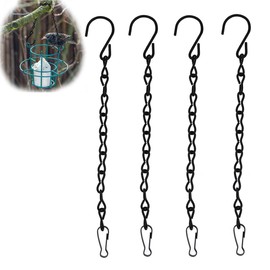 Hanging Chain Set with Hooks, 4 Pack, Black, for Bird Feeders, Planters and Decorative Items (Long)