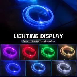 UPXSXT EL Wire Car LED Interior Strip, 7 Colours Long Bright and Colour Changing USB Neon Ambient Light Strip Cuttable, Suitable for Car Interior, Bedroom Decoration (5m / 16.5ft)