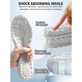 Plantillas de zapatos deportivos 3D, plantillas de pies para fascitis plantar, plantillas de arco de absorción de impactos, para deportes, correr, escalar, desodorante, suave, transpirable(XL (Hombres 11-12/Mujeres 12-13), Gris)