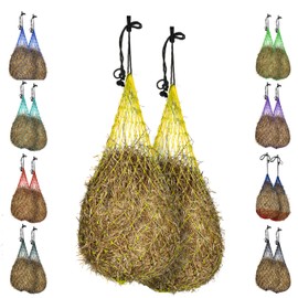 Majestic Ally Hay Net, Set of 2, Length - 54”, Holes 3"x3" for Horses (Yellow)