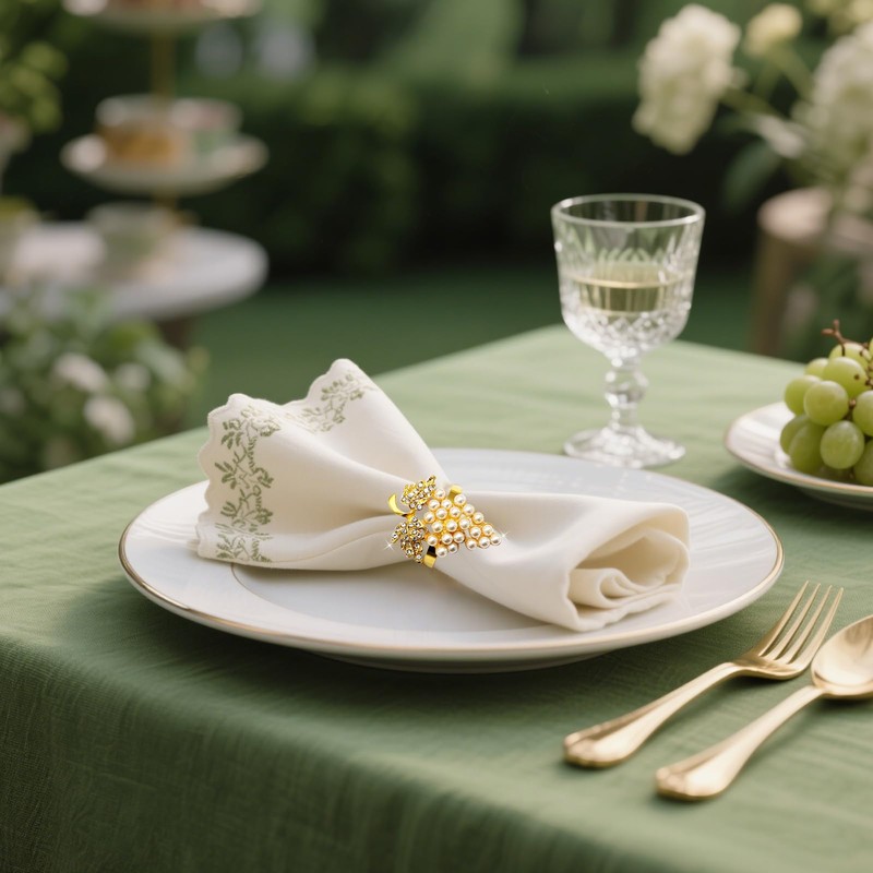 Grape Napkin Rings Set of 12 Pearl & Sparkly Rhinestone
