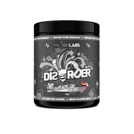 Faction Labs Disorder Original Pre Workout Powder, Black Fire, Sugar Free Caffeinated Gym Supplement, 50 Serves, 450g