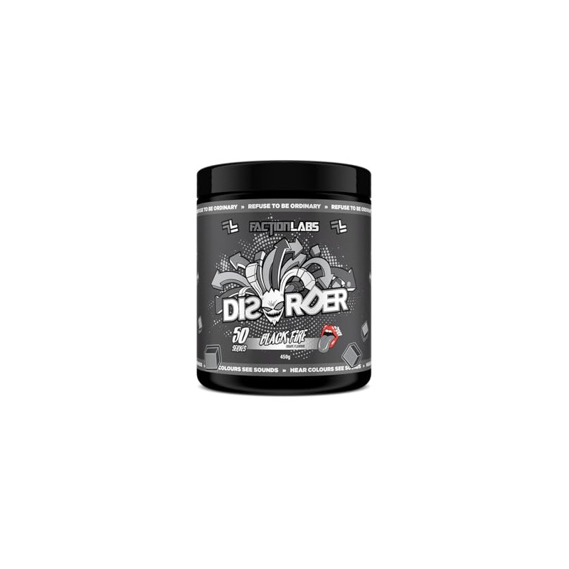Faction Labs Disorder Original Pre Workout Powder, Black Fire, Sugar