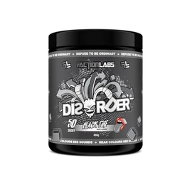 Faction Labs Disorder Original Pre Workout Powder, Black Fire, Sugar Free Caffeinated Gym Supplement, 50 Serves, 450g