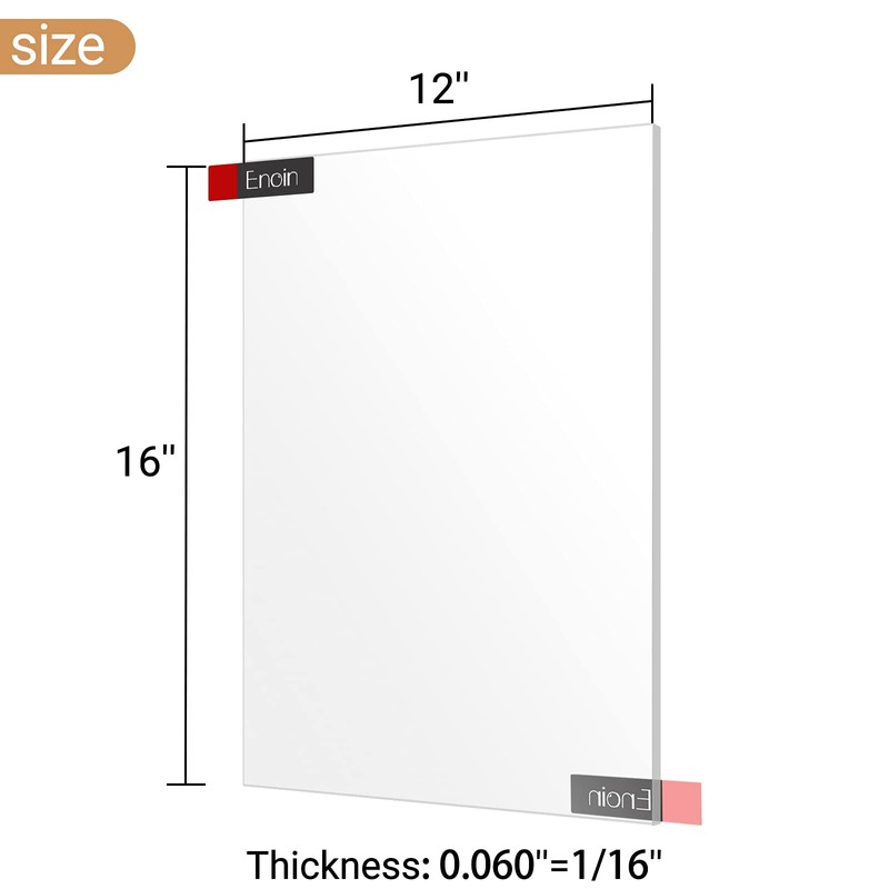 Enoin 12x16 Clear Acrylic Sheets - Plexiglass Sheets 1/16 inch