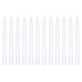Mega Candles 12 pcs Unscented Self Fitting White Taper Candles, Hand Poured Wax Candle 10 Inch x 7/8 Inch, Home Décor, Wedding Receptions, Centerpieces, Birthdays, Celebrations, Romantic Dinners