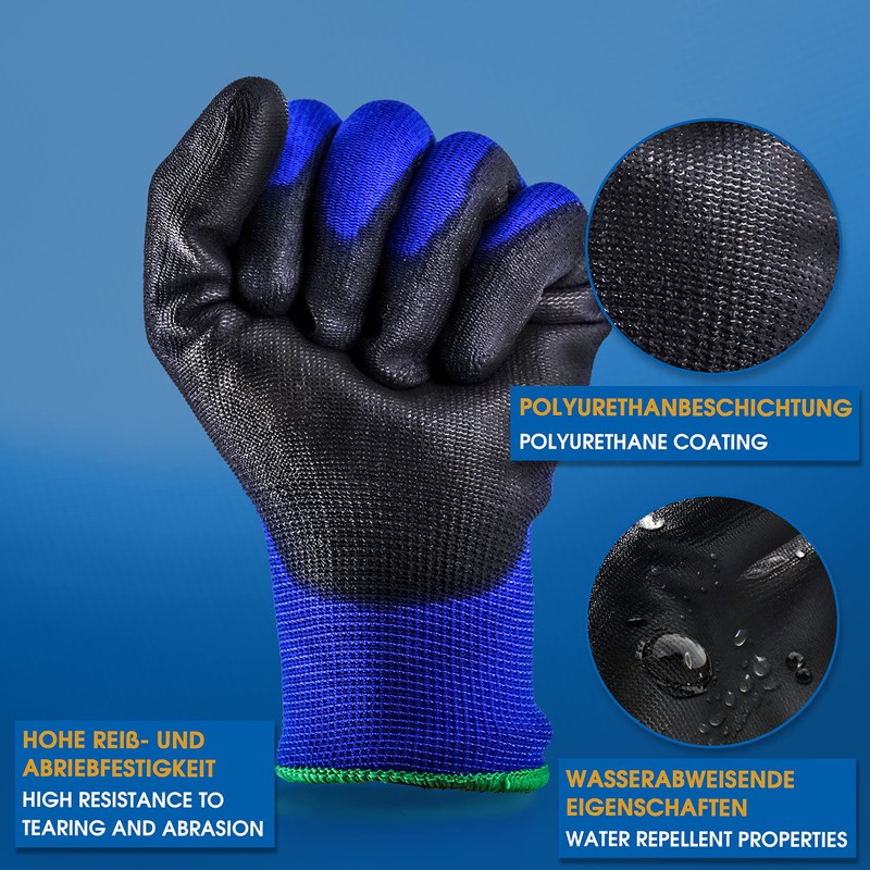 S&R Work Gloves - 12 pairs of BASIC Nylon PU