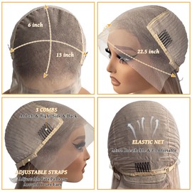 30Inch Long Straight Ash Blonde Lace Front Wigs Human Hair for Women, Light Ash Blonde Colored 13x6 HD Invisible Lace Front Wig Human Hair, Free Part Glueless Wigs, Pre Plucked Pre Cut