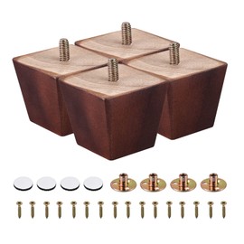 sourcing map Furniture Legs, 2 Inch(50mm) Set of 4 Square Solid Wood Couch Legs Chair Table Feet Sofa Support Replacement Parts, with Accessories, Brown