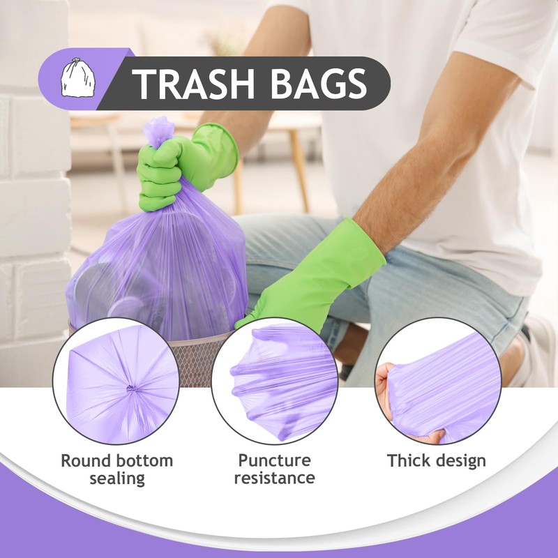 1.2 Gallon/330pcs Strong Trash Bags Colorful Clear Garbage Bags by