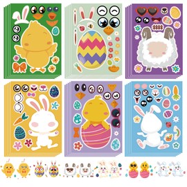 30 Sheets Easter Stickers for Kids, Easter DIY Make Your Own Egg Bunny Stickers, Make A Face Sticker for Family Schools Classroom Easter Crafts Party Favor Supplies