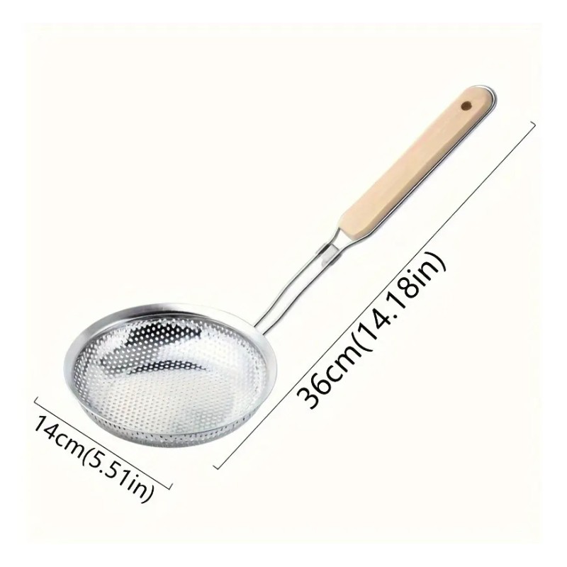 Cuchara De Acero Inoxidable Con Mango De Madera, Tamiz Fino