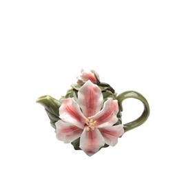CG SS-CG-56632, 6.25 Inch Ceramic Handcrafted Lily Teapot Collectible Figurine, 6.25", Green