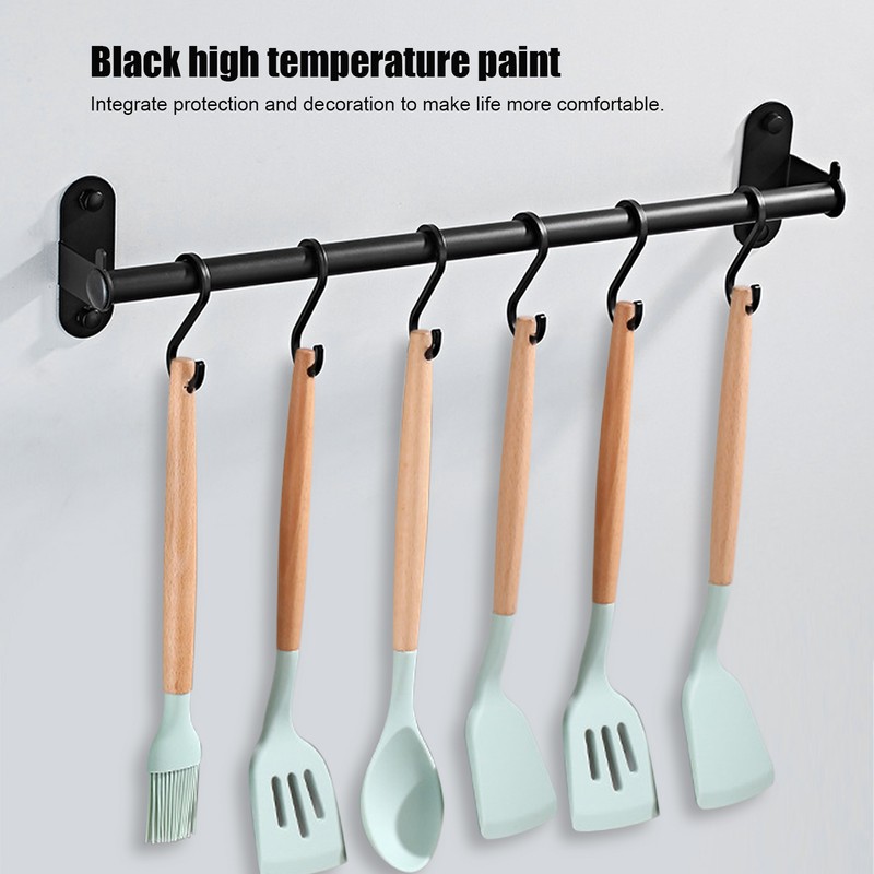 40cm 6 Hooks Pot Lid Hanger Punch WallMounted Storage Holder