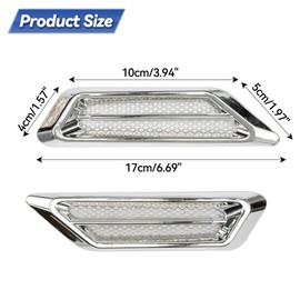 XUKEY 2Pcs Silver Chrome Auto Car Accessories Air Flow Fender Side Vent Sticker Trim