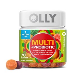 OLLY Gomitas Multivitamínicas Multi + Probióticas para Adultos, 1 mil millones de UFC, suplemento masticable de apoyo digestivo e inmunológico, toque tropical, suministro para 35 días - 70 unidades