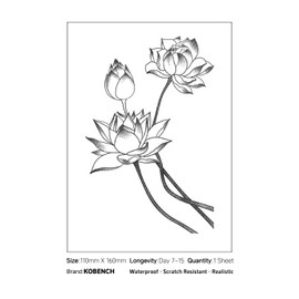 kobench Semi Permanent Tattoos,Three Blooming Lotuses - K59 Design,Waterproof,Easy-to-Apply,Long Lasting 1-2 Weeks, Plant-Based,Lotus Tattoos