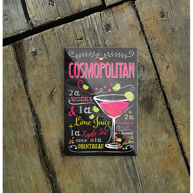 schilderkreis24 Cocktail Recipe Magnet Alcohol Spirits Decoration Fridge Magnet Humour