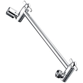 BRIGHT SHOWERS Brass Shower Head Extension Arm for Rain and Handheld Shower Head, 10 Inch Universal Shower Arm Extender, Height & Angle Adjustable, Chrome