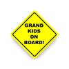 GRAND KIDS ON BOARD WARNING SAFETY BUMPER STICKER Yellow Sign