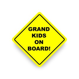 GRAND KIDS ON BOARD WARNING SAFETY BUMPER STICKER Yellow Sign Car Vinyl vehicle