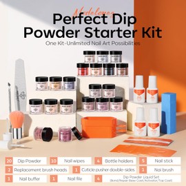 modelones Modelones Dip Powder Nail Kit Starter, 20 Colors Pink Orange Dipping Powder Liquid Set Base&Top Activator for French Nail Art Salon DIY Kit