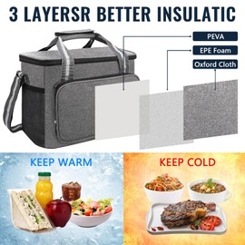 Royouzi Cool Bag, 15L Thermal Bag, Foldable Insulated Bag, Portable Picnic Bag, Lunch Bag, Cooler Bag, Lunch Bag for Food Transport, Camping, Travel, Breakfast, Drinks