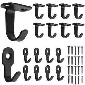 UNINGYI Pack of 20 Key Hooks, Coat Hooks, Ceiling Hooks, Hooks for Screws, Coat Hooks, Wall Hooks, Black Hooks, Small Hooks with 30 Screws for Bathroom, Kitchen, Scarf, Towel, Keys