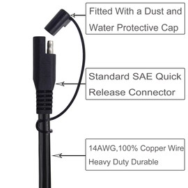 SCCKE 10FT 14AWG Ring Terminal to SAE Harness Quick Connect/Disconnect Assembly, 20A Fuse