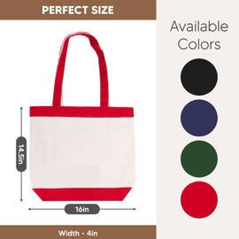 CUSTOMIZE123 Canvas Tote Bag with Handles for Woman, Reusable Cloth Bag for Groceries and Shopping - Blank Cotton Tote Bag, Suitable for DIY Projects – HEAVY DUTY – 16" X 14.5" With 4” Gusset, Red