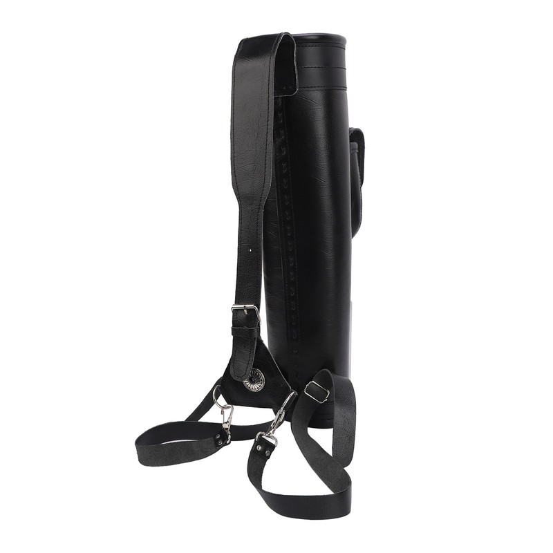 Archery Arrow Quiver Cowhide Leather Arrows Holder Bag Shoulder Back