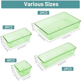 WOWBOX - Juego de 25 organizadores de cajones de plstico, 4 tamaos, organizadores separadores para cajones de escritorio y contenedores de...         
