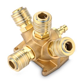 TIDEVAN Compressed Air Distributor Wall Box, Brass Compressed Air Distributor NW 7.2 Air-Soft Quick Coupling Compressed Air 4-Way (4x Quick Coupling + 1x Plug Nipple NW 7.2 G 1/2 Inch) Quick Coupling