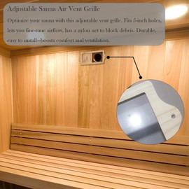 BESTNEWIE Adjustable Sauna Air Vent Grille – Equipped with Nylon Netting to Block Unwanted Foreign Objects from Entering the Sauna Room. Come with a Sauna Hat Sauna Accessory (Medium-Sized)