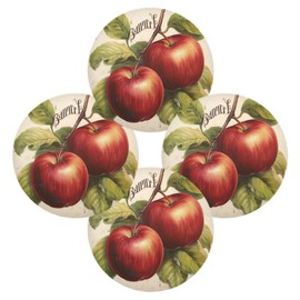 FUGIDOG 15 Inch Round Placemats Set of 6 Vintage Apples Heat Resistant Non-Slip Place Mats Washable Decorative Table Mats for Kitchen Dining Table Holiday Party