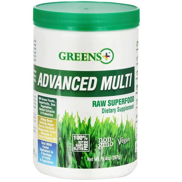 Greens+ Advanced Multi Raw Superfood | Essential Blend of Raw Foods, Superfruits and Sea Vegetables Powder | Vegan | Dietary Supplement | Non GMO, Soy Dairy & Gluten-Free | Size 9.4oz