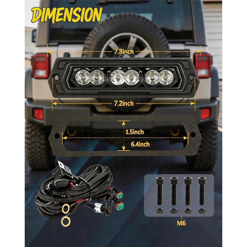 Flush Mount LED Pods with Wiring Harness Kit, 2PCS 6