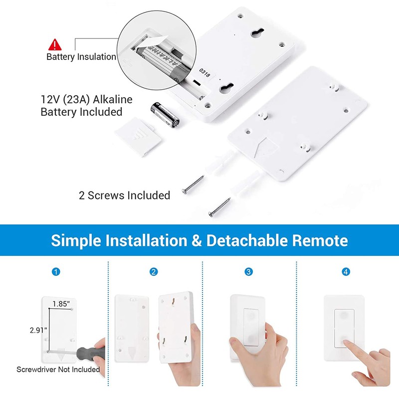 DEWENWILS Wireless Remote Wall Switch and Outlet, No Wiring, On